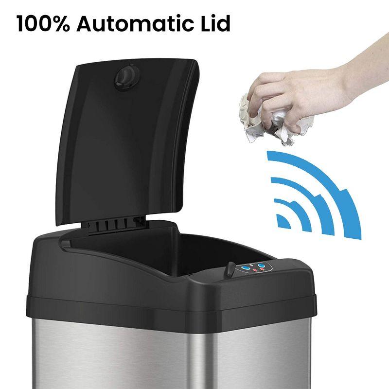 Acute Touchless Stainless Steel 13 Gallon Motion Sensor Trash Can