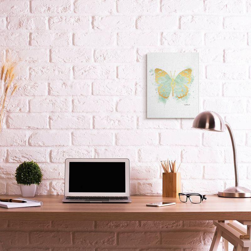 Stupell Industries Seafoam Green Butterfly Watercolor Paint Splatter Gallery Wrapped Canvas Wall Art, 16 x 20