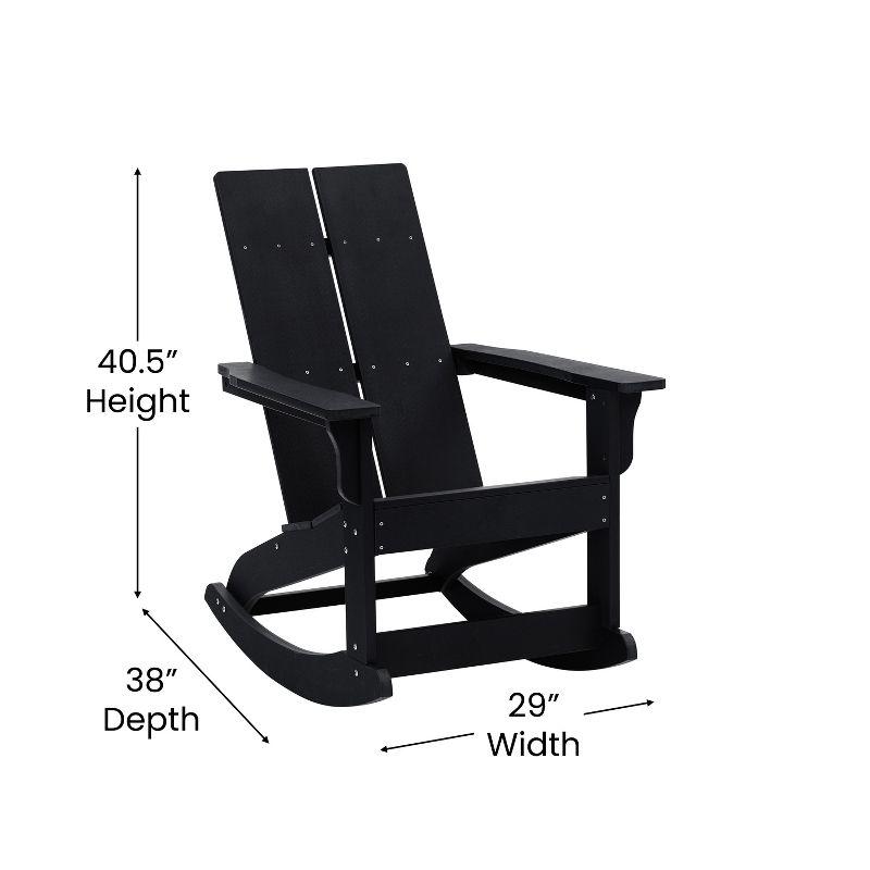 Black Poly Resin Adirondack Rocking Chairs with Arms, Set of 2