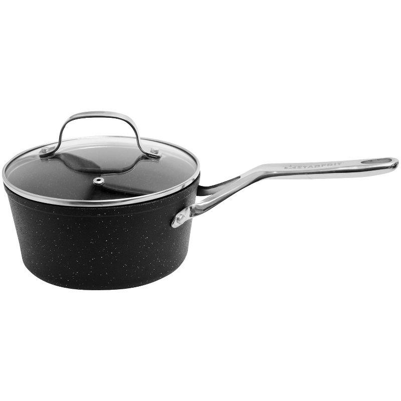 Black Non-Stick Aluminum 3-Quart Saucepan with Glass Lid