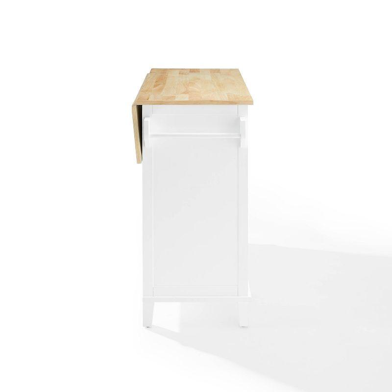 Cora Drop Leaf Kitchen Island White/Natural - Crosley: Adjustable Storage, Towel Bar, Seating Space