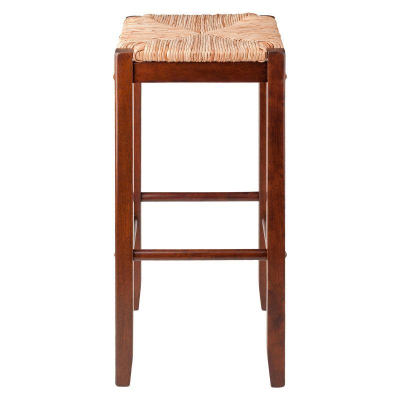 2pc Kaden Set Barstool Rush Seat Walnut - Winsome: Woven Square, Wooden Frame, Fixed Height