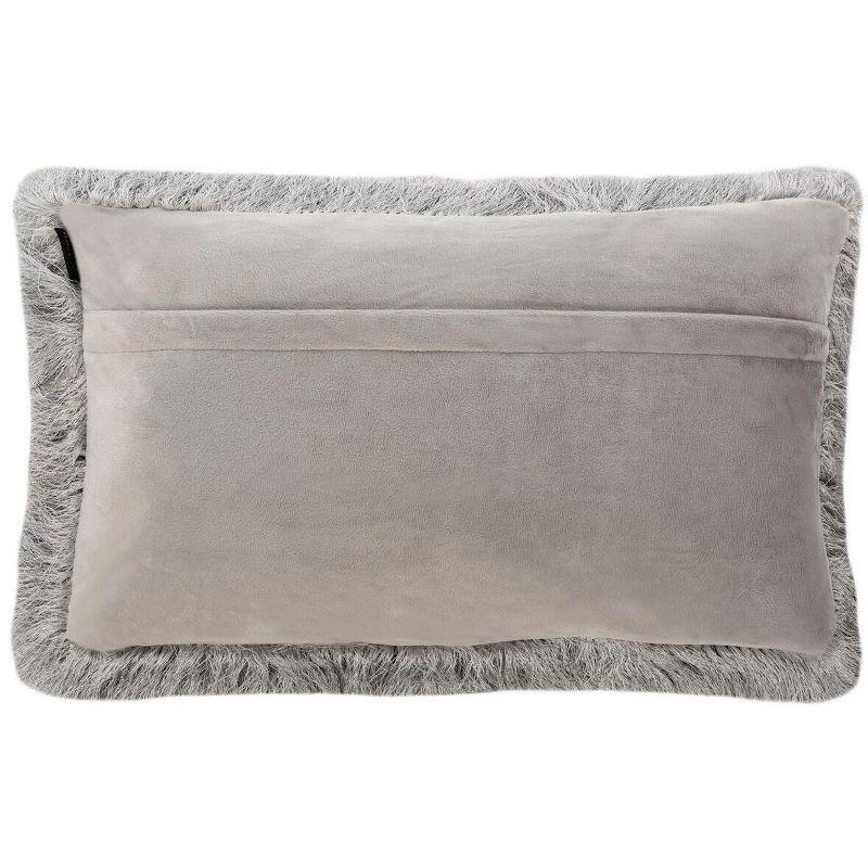 Silver Contemporary Shag Pillow with Lustrous Yarn