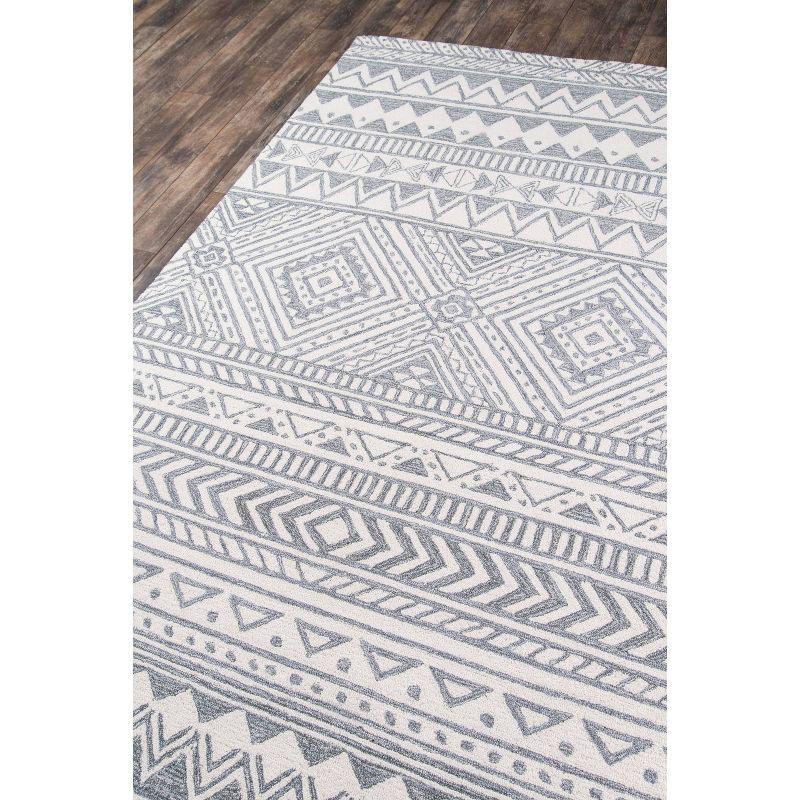 Handmade Geometric Gray Wool Rectangular Accent Rug