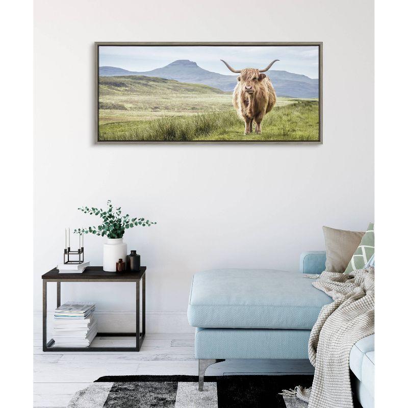 Sylvie Highland Cow Mountain Landscape by The Creative Bunch Studio Framed Wall Canvas - Kate & Laurel All Things Decor