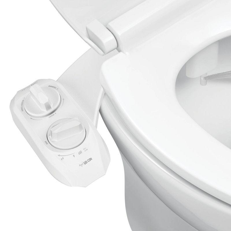 White Dual Nozzle Bidet Attachment with Self-Cleaning Mode