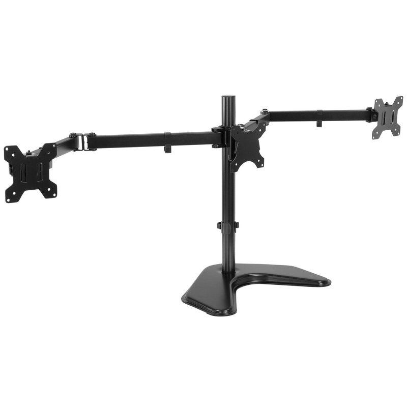 Black Aluminum and Steel Triple Monitor Stand with Adjustable Arms