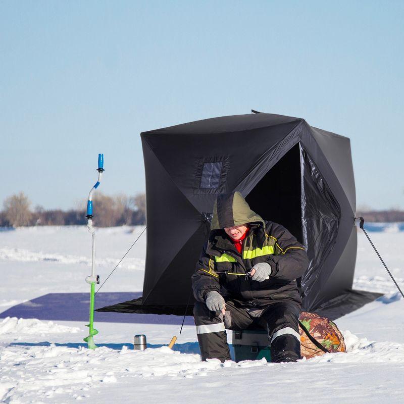 Black 2-Person Pop-Up Ice Fishing Tent with Carry Bag