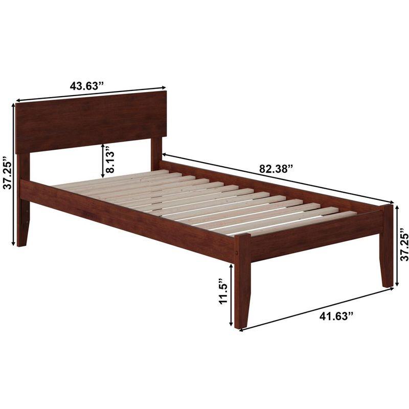 AFI Furnishings Orlando Twin Extra Long Platform Bed with Open Footboard and Turbo Charger in Walnut