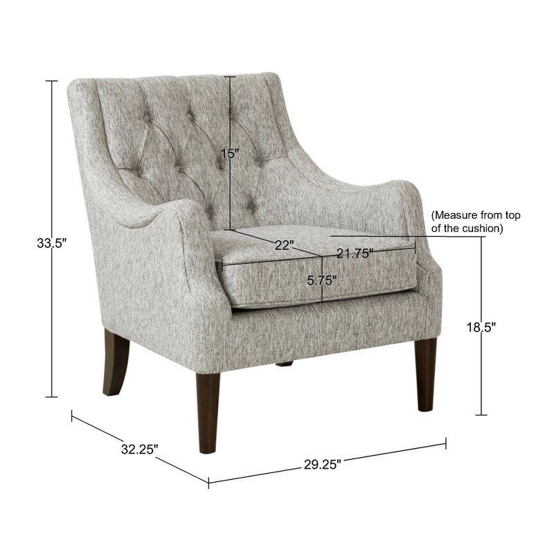 Elegant Gray Handcrafted Wood Accent Chair with Button Tufted Back