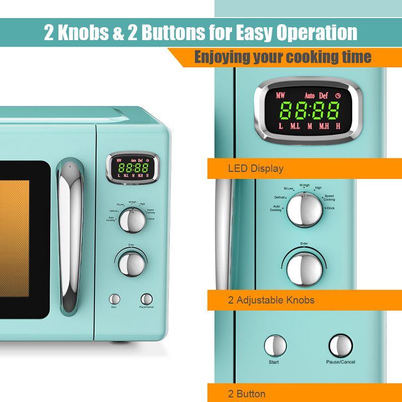 Costway 0.9Cu.ft. Retro Countertop Compact Microwave Oven 900W 8 Cooking Settings Green