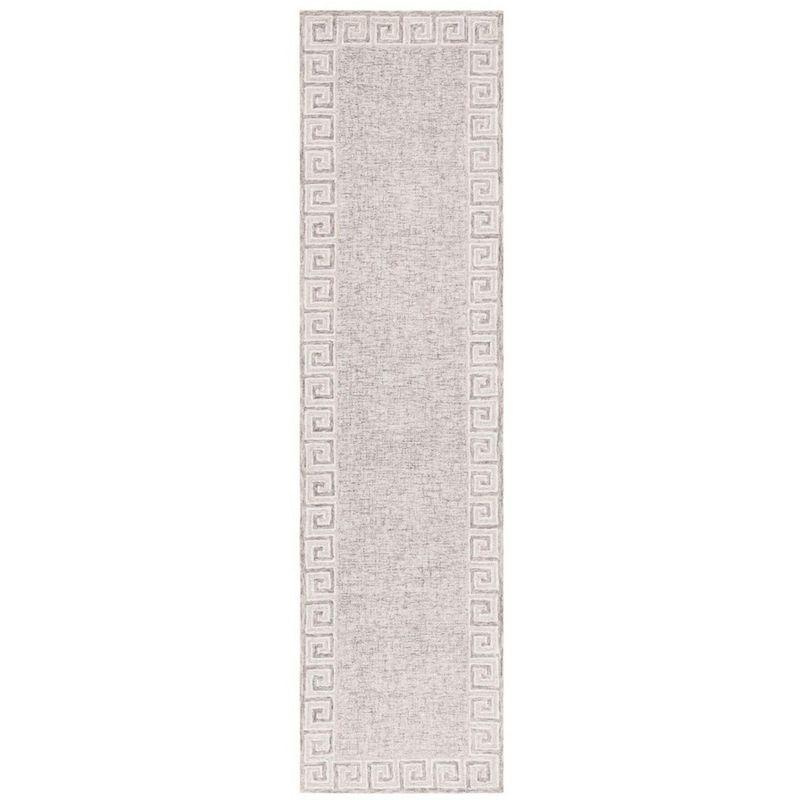 Handmade Dark Grey and Ivory Wool Tufted Runner Rug 108" x 27"