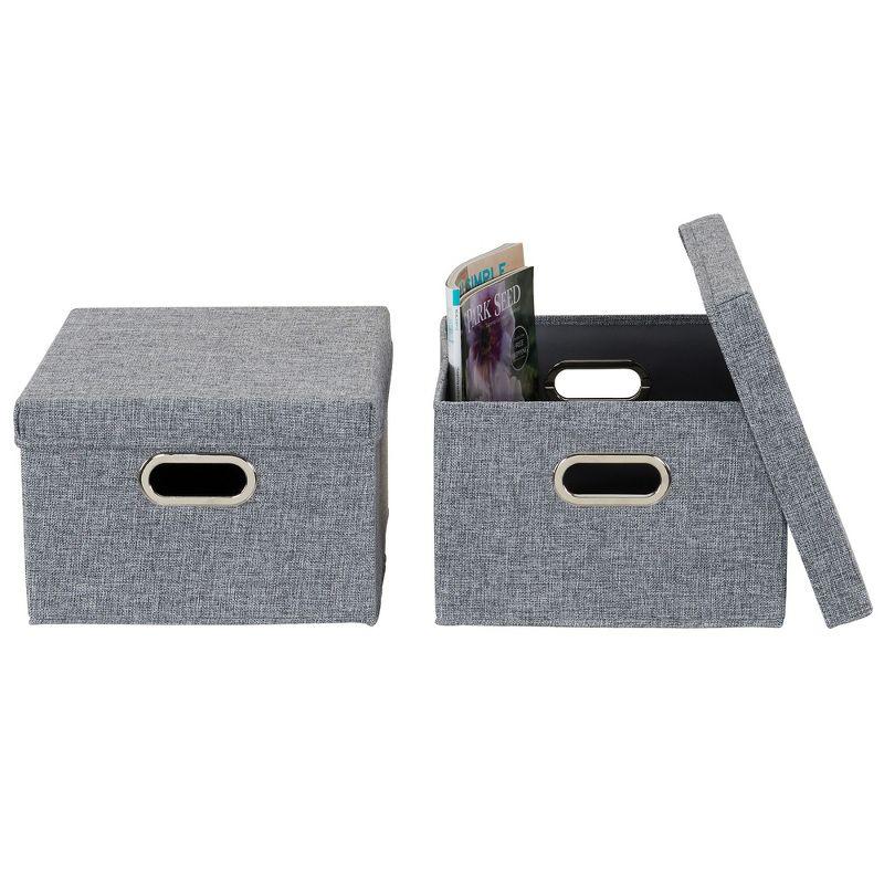 Storage Boxes with Lids, 2 Piece Set with Durable Grommet Handles, PP Non-Woven Fabric with Strong Chipboard Siding, Foldable and Stackable, Easily Accessible, Versatile