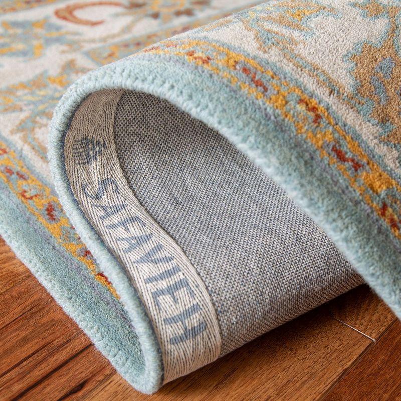 Heritage HG734 Handmade Area Rug - 8' Round - Light Blue/Ivory - Safavieh