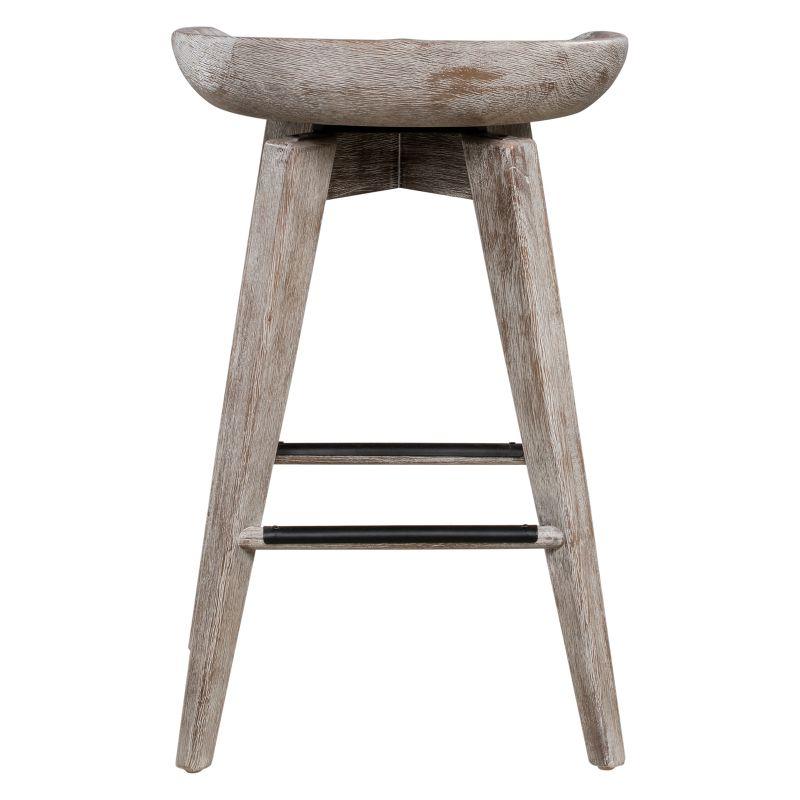 24" Bali Swivel Counter Height Barstool Barnwood - Boraam: Flared Legs, Wood Frame, 300lb Capacity