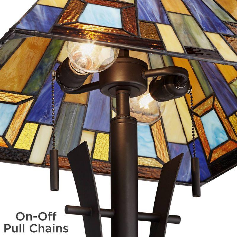 Bronze Iron Tiffany Style Floor Lamp with Art Glass Shade