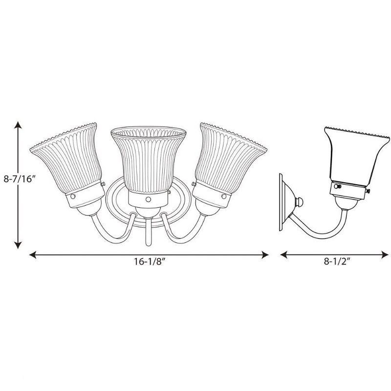 Progress Lighting Brookside 3-Light Bath & Vanity BN, Brushed Nickel, Fluted Glass