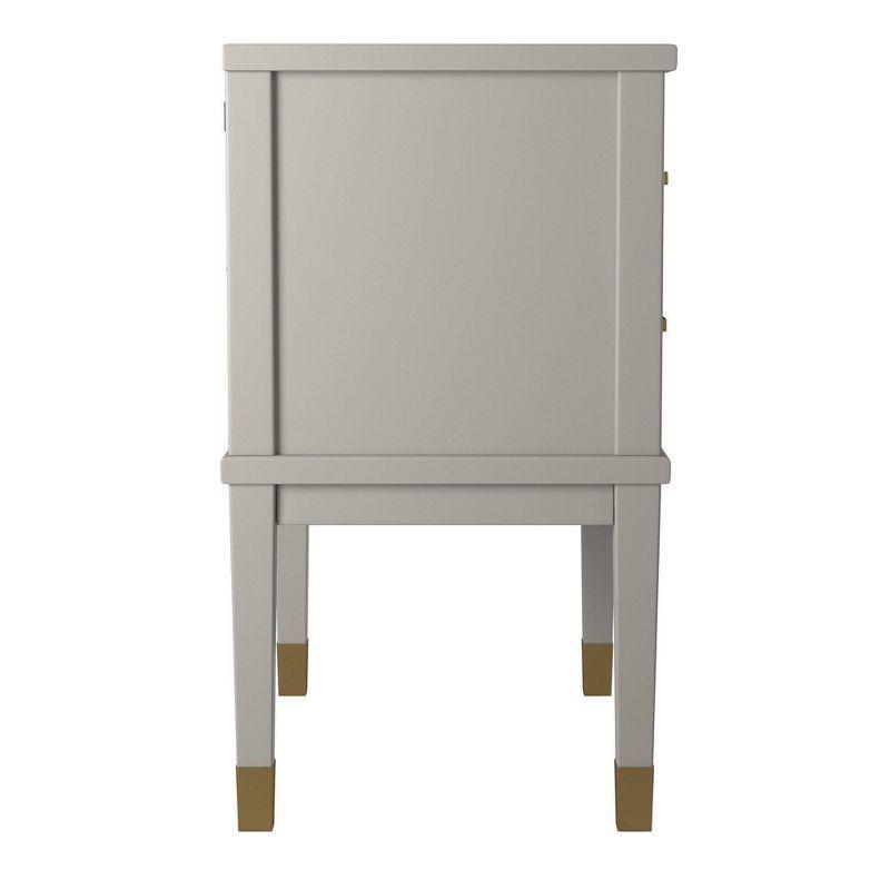 Modern Gray Rectangular Side Table with USB Port and Storage