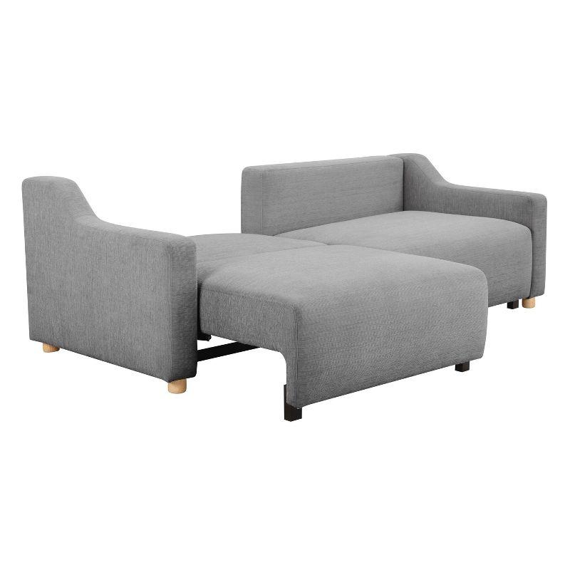 Gray Queen Convertible Sleeper Sofa with Natural Wood Legs