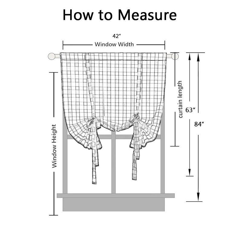 Buffalo Check Plaid Gingham Tie-Up Window Single Curtain, 42" x 63", Burgundy