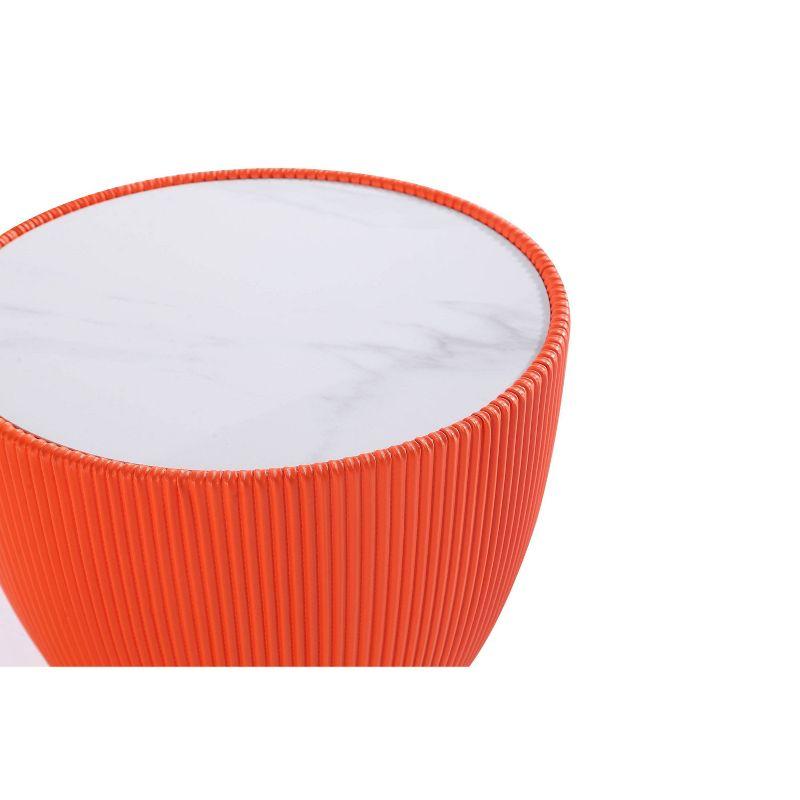 Manhattan Comfort 2pc Anderson Modern Leatherette Upholstered End Table Set Orange: Faux Marble, No Assembly Required