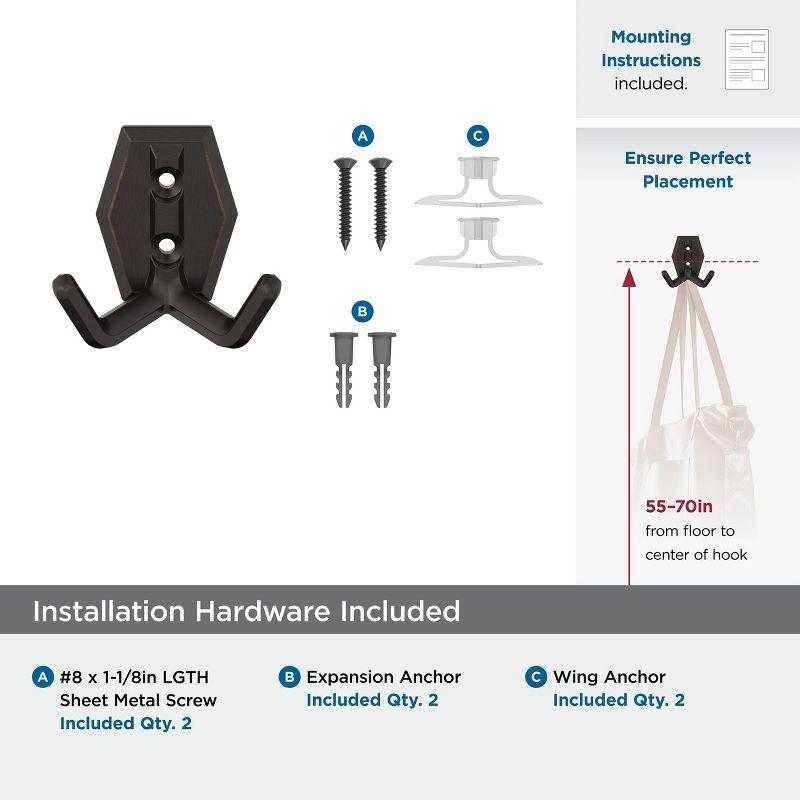 Benton Transitional Double Prong Decorative Wall Hook