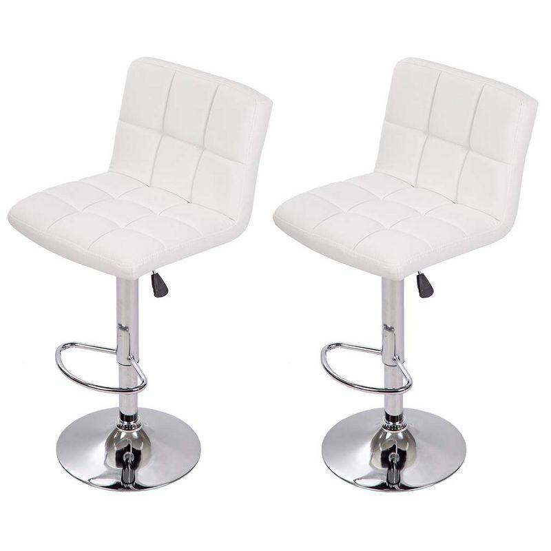 Bar Stools 1 Set Of 2, Counter Height Bar Stools, Square Cushion Bar Stools With Back, Footstool, Cafe, 2 Pieces