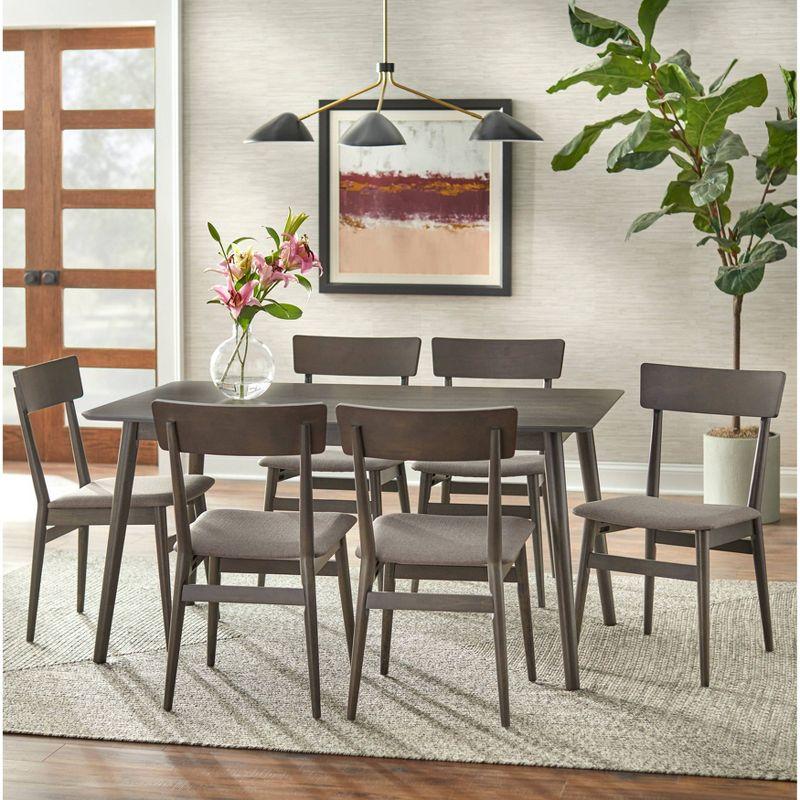 Lifestorey Set of 2 Newington Mid Century Modern Dining Chairs Charcoal Gray: Mid-Century Design, Rubberwood Frame, Polyester Upholstery