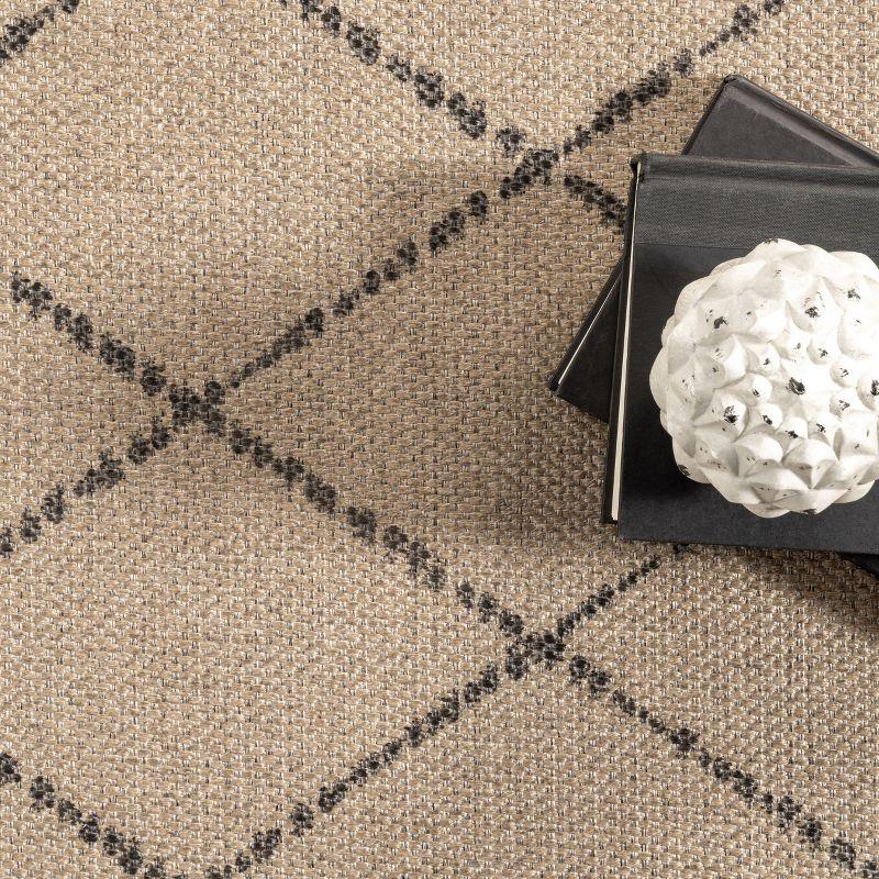 Beige Geometric Washable Synthetic Area Rug