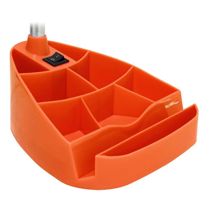 Creekwood Home 18.5" Flexible Gooseneck Organizer Desk Lamp with Phone/iPad/Tablet Stand Orange