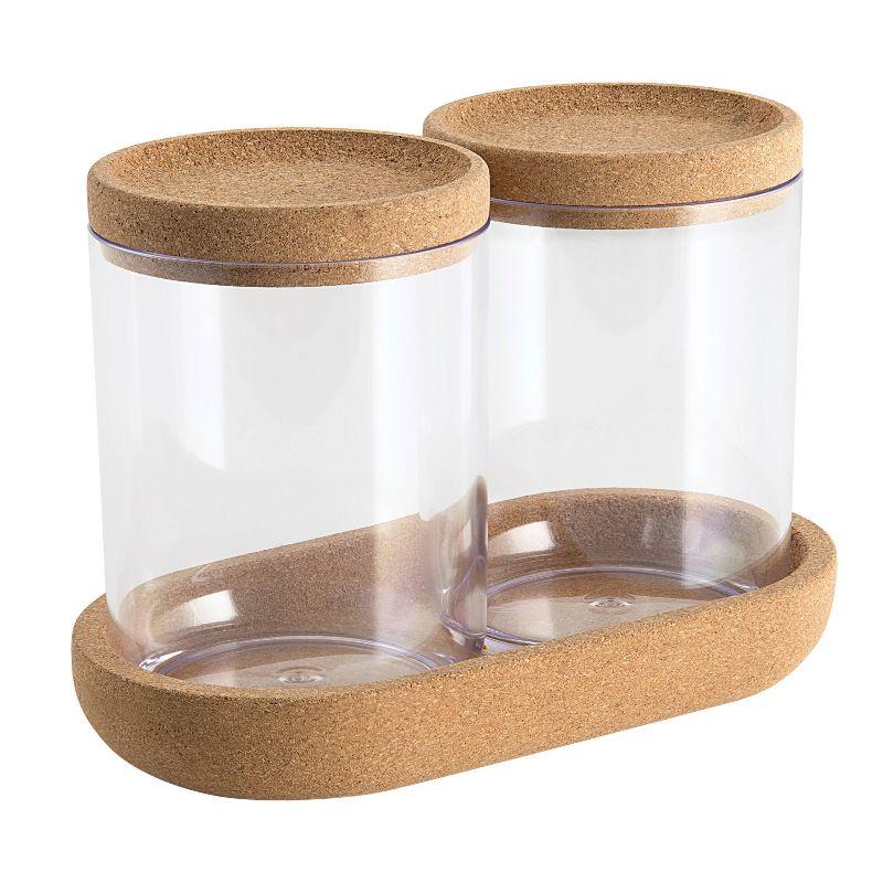 Canister with Cork Bathroom Tray Clear - Allure Home Creations: Plastic Qtip Holder, Hand Washable, 4.33" H