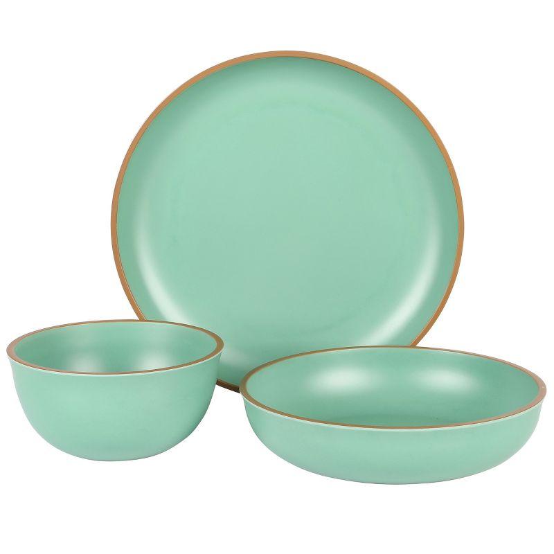 Gibson Home Rockabye 12 Piece Double Bowl Melamine Dinnerware Set