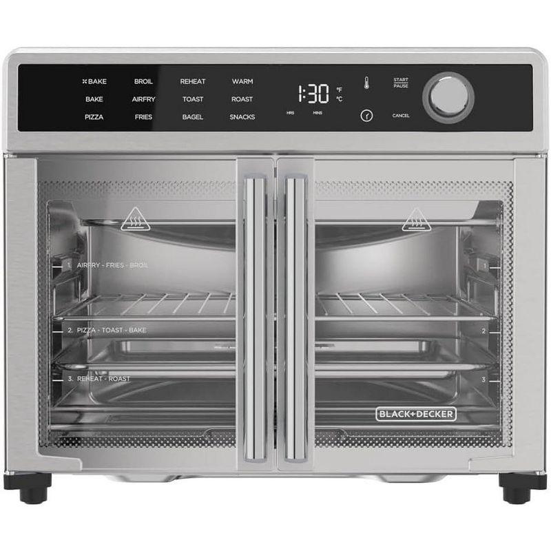 BLACK+DECKER BLACK+DECKER Air Fryer Toaster Oven Combo, 12 in 1 Countertop Convection Oven Cooks Food Fast, Fits a Whole Pizza, French Doors