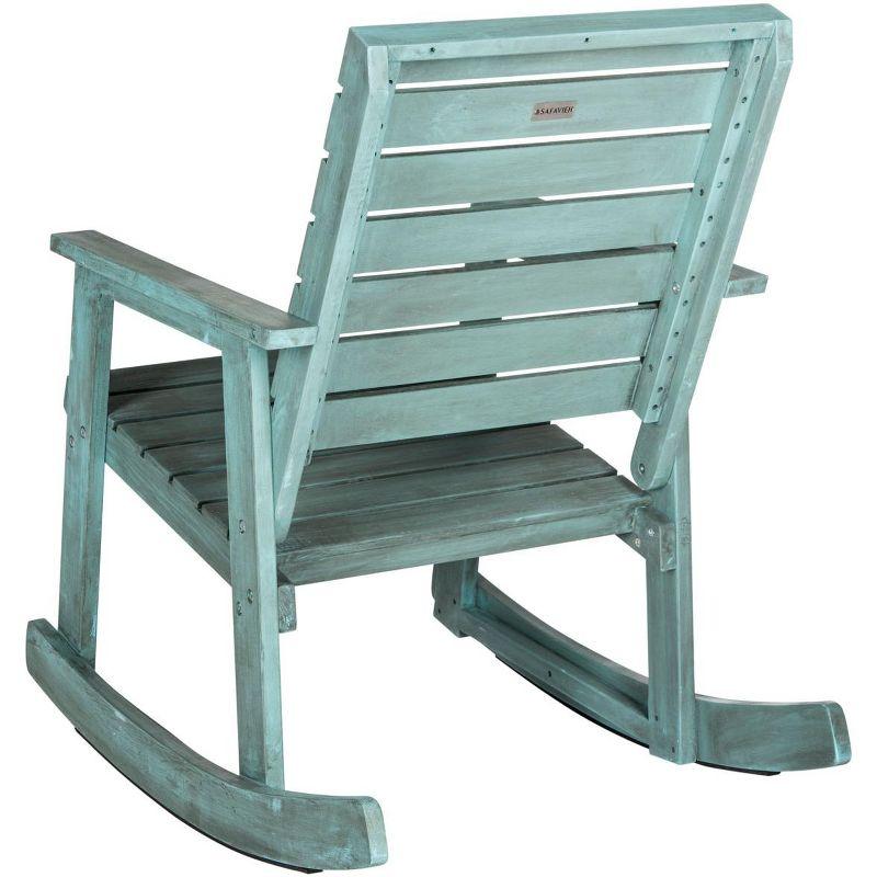 Coastal Blue Acacia Wood Rocking Chair with Arms