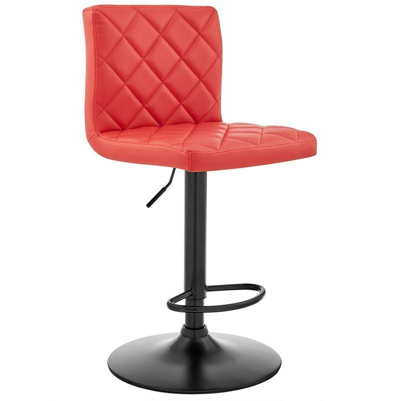 Contemporary Red Faux Leather Adjustable Swivel Barstool with Metal Base