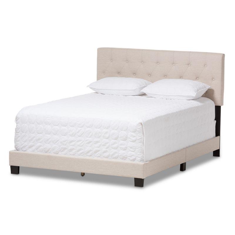 Queen Cassandra Modern and Contemporary Fabric Upholstered Bed Light Beige - Baxton Studio: Elegant Rubberwood & MDF Frame, Polyester Fill