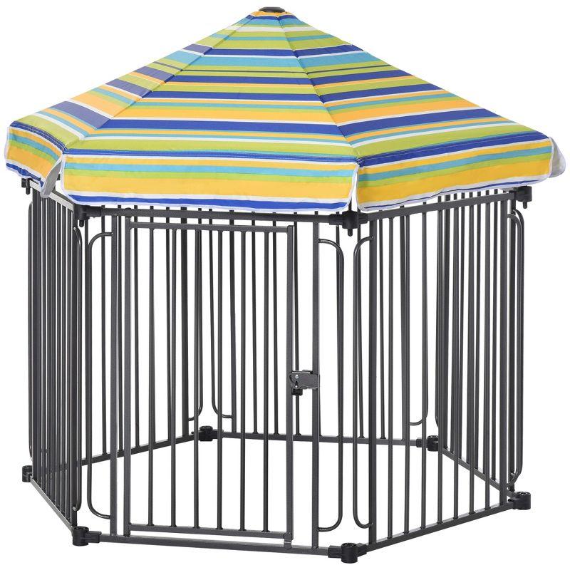 PawHut Heavy-Duty Outdoor Pet Cage Kennel with Weather-Resistant Polyester Roof, Locking Door, & Metal Frame