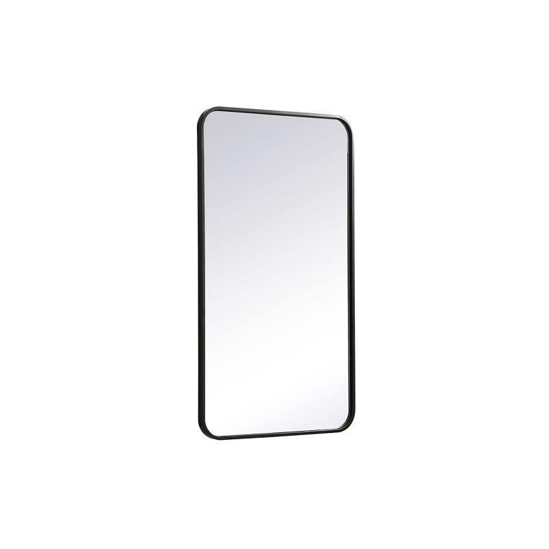 Elegant Lighting Soft corner metal rectangular mirror 20x36 inch in Black