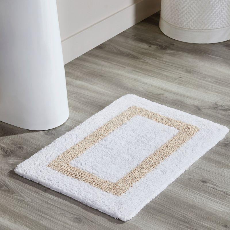Better Trends Hotel 100% Cotton Tufted Two Tone Reversible Bath Rug 17" x 24" Rectangle - White/Sand