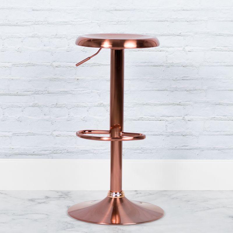 Sleek Rose Gold Adjustable Swivel Metal Barstool