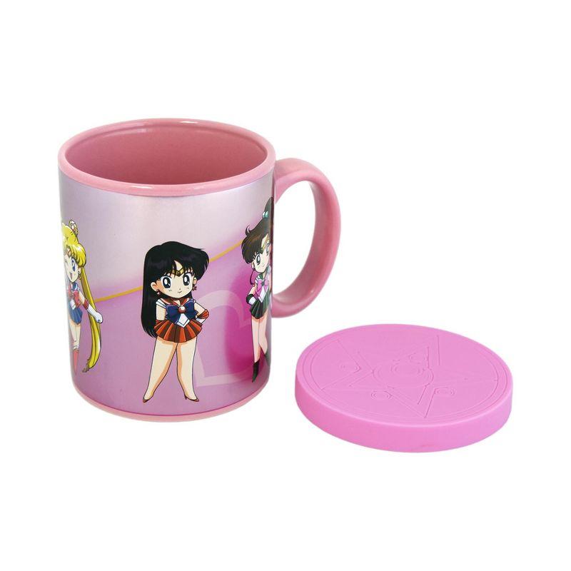 Just Funky Sailor Moon Sailor Scouts 16 Ounce Ceramic Mug with Lid