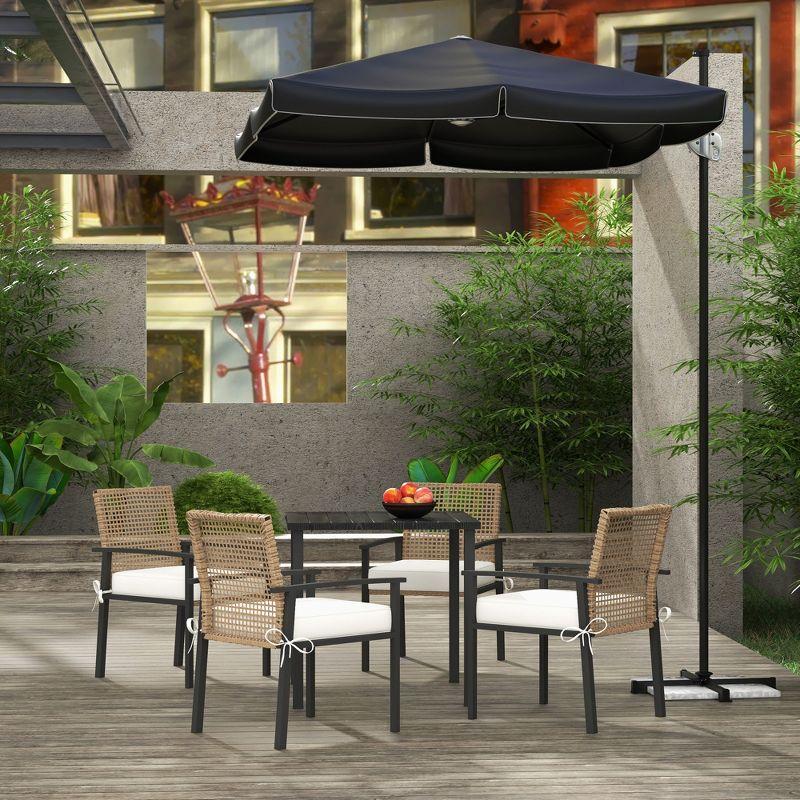 Outsunny Beige Wicker and Metal 4-Person Patio Dining Set