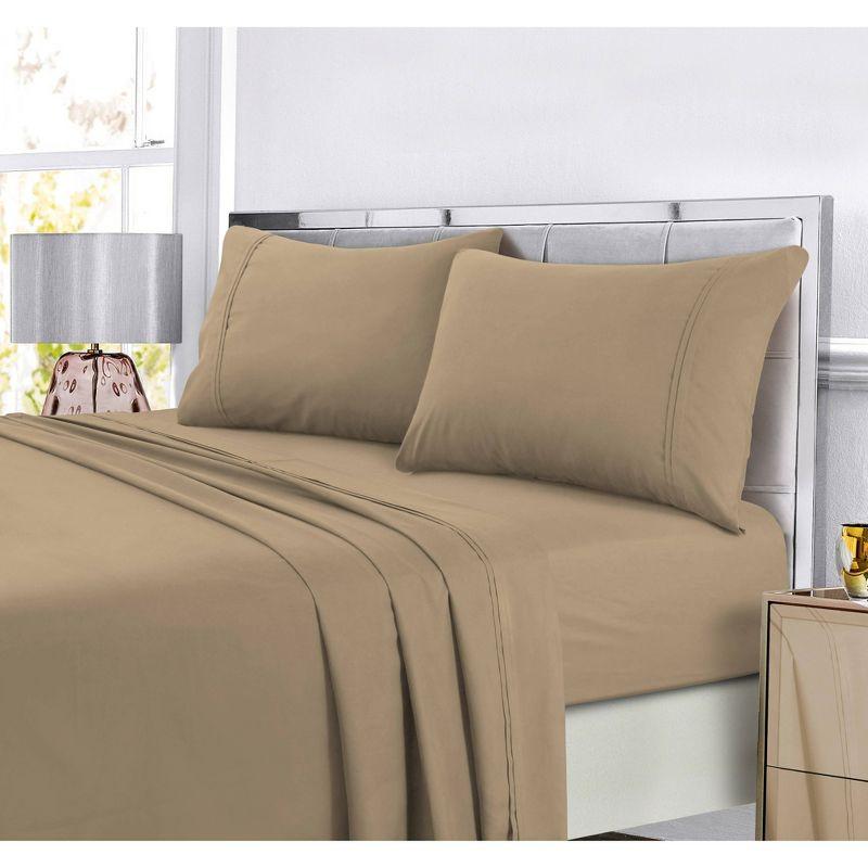 Twin Dark Beige Solid Microfiber Deep Pocket Sheet Set