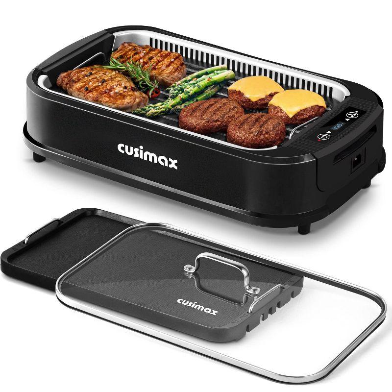 Cusimax Electric Portable Indoor Smokeless Grill, Double Plates (Black)