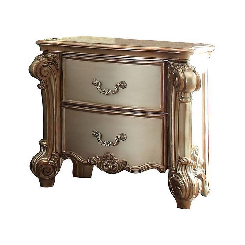 Vendome Antique Gold Patina and Bone Two-Drawer Nightstand