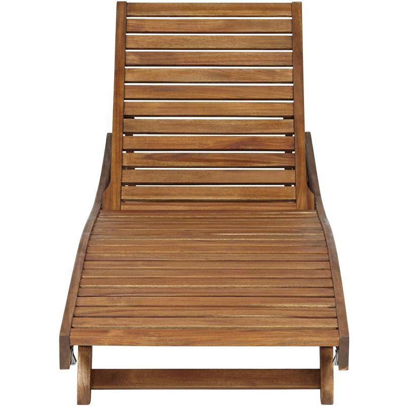 Teal Island Designs Gambo Natural Wood Adjustable Outdoor Lounger Chair