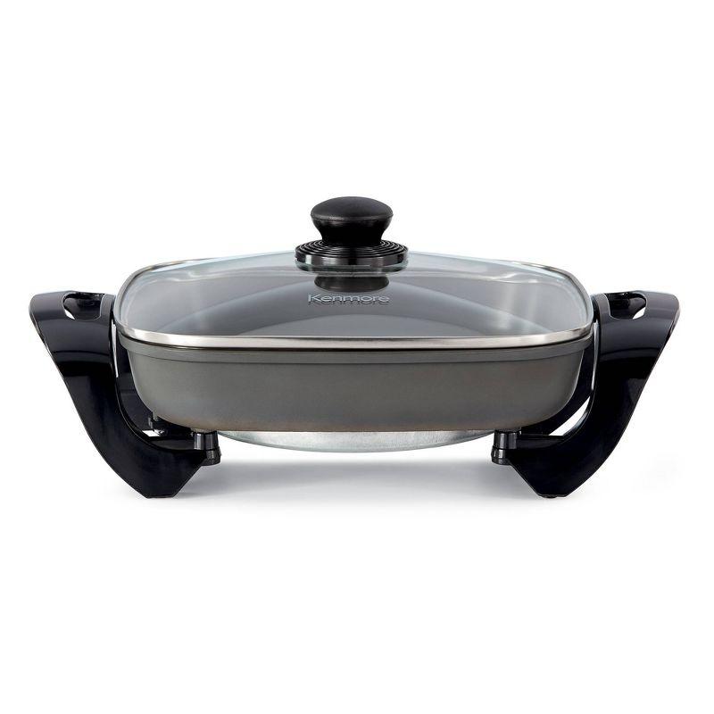 Kenmore 12x12" Non-Stick Electric Skillet with Glass Lid - Black/Gray: Cast Iron, Plug-In, Temperature Control, 1350W