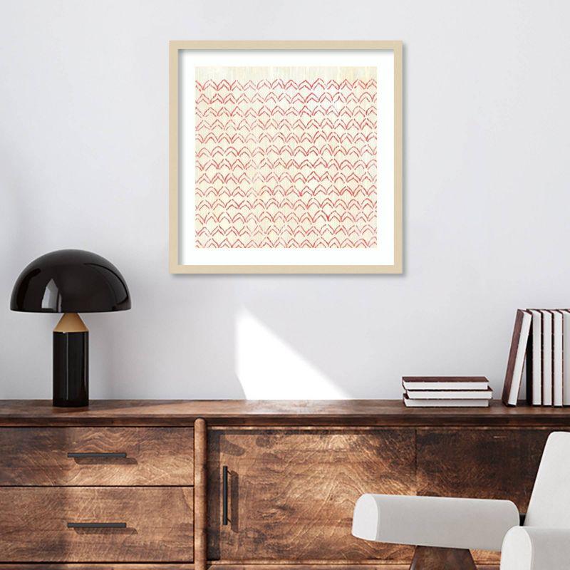 Amanti Art 25" x 25" Weathered Patterns in Red VI by June Erica Vess Wood Framed Wall Art Print : Giclee Abstract Decor