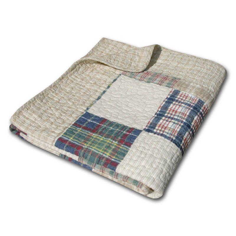 Greenland Home Fashions Oxford Plaid 100% Cotton Quilted Reversible Throw & Reviews | Wayfair