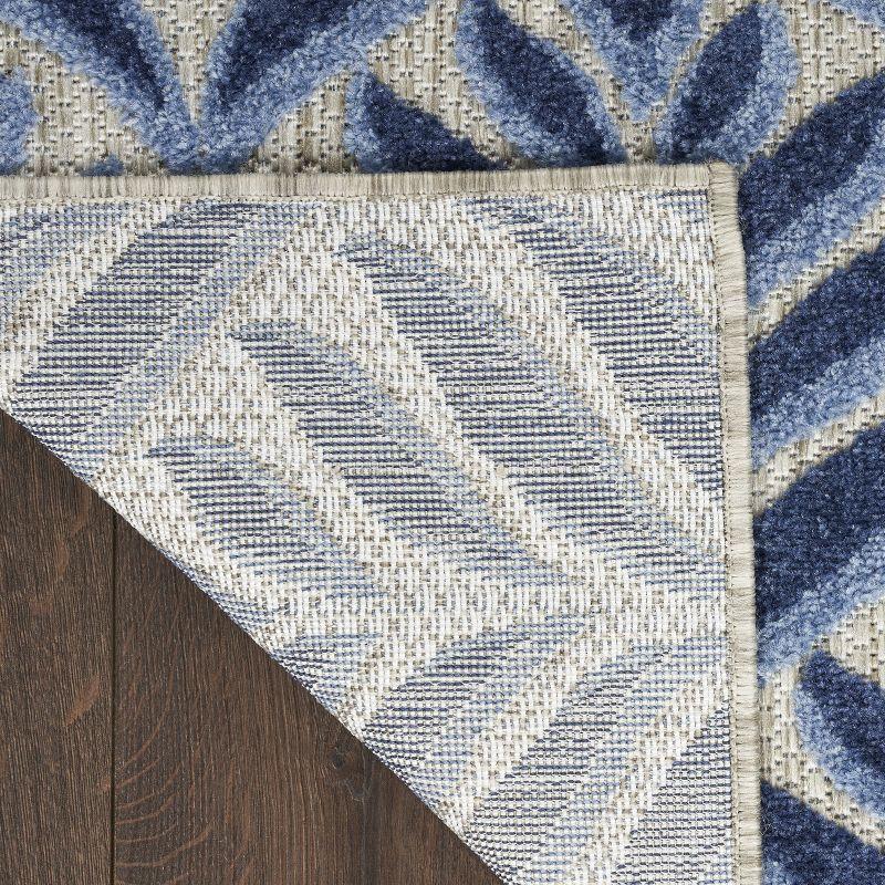 Nourison Aloha Tropical Palm Flatweave High-Low Indoor Outdoor Area Rug Blue 2'8" x 4'
